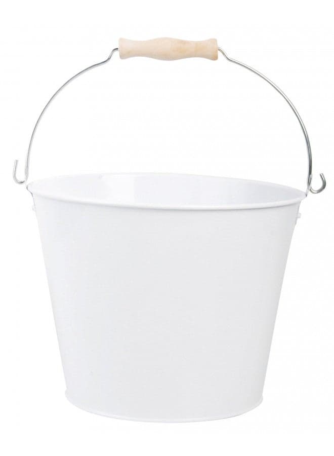 Esschert Design USA White Metal Bucket with Wood Handle (RD23)