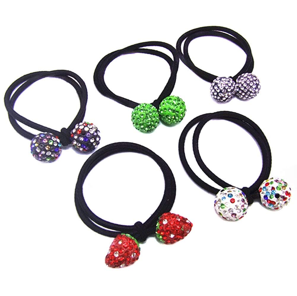 5 Pcs Women Polychromatic Rhinestone Elastic Hair Bands Cotton Stretch Hair Ties Ponytail Girl Headbands Hair Ropes Hair Accessories