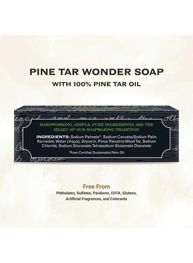 Pine Tar Bar Soap for Men- Made With Pine Tar Oil, 3 in 1 Cleanser Deodorizer and Moisturizer, Dermatologist Tested, Safe for Sensitive Skin, 3.25 Oz, 6 Pack