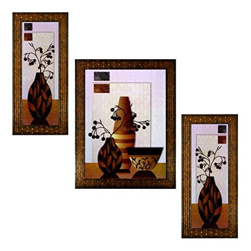 Indianara Set of 3 Floral Paintings (1793) Without Glass 6 X 13, 10.2 X 13, 6 X 13 INCH