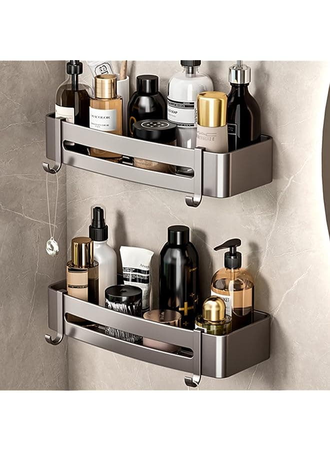Bathroom Shelves Wall Mounted Shower Caddy Rustproof Shower Rustproof Titanium Alloy Shower Organizer Racks for Bathroom Kitchen (Small 2 Pack)