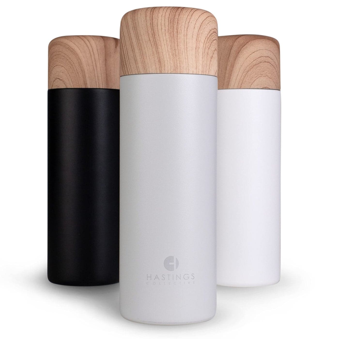 HASTINGS COLLECTIVE FIKA Slim Coffee Travel Mug Tumbler Stainless Steel Vacuum Insulated Thermos Cup with Spill Proof Lid 17oz 500ml Gray