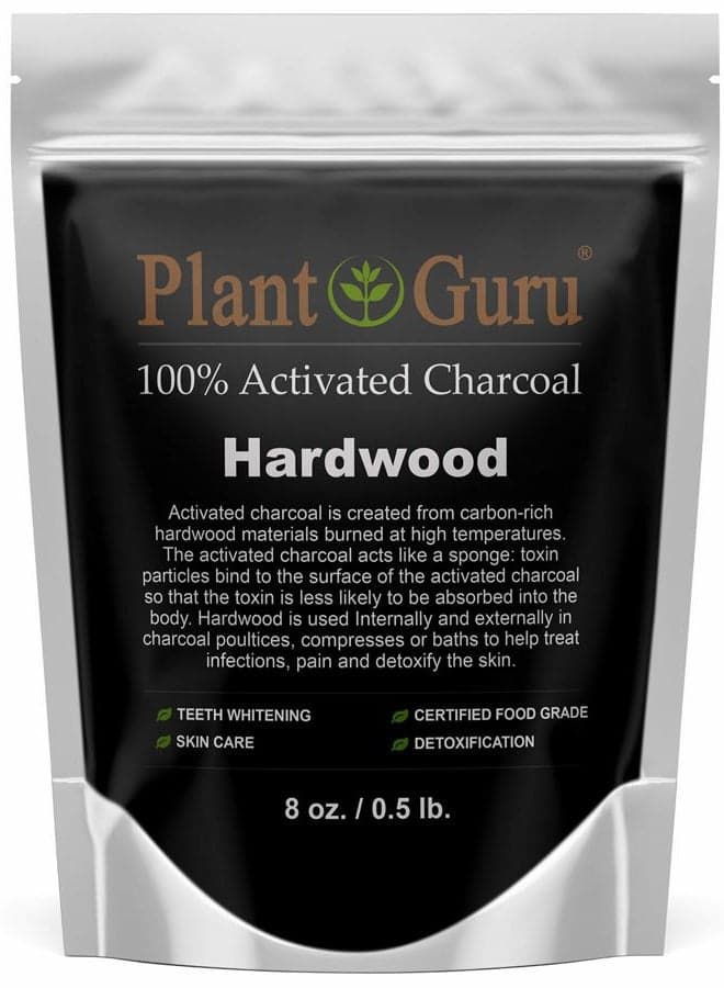 Activated Charcoal Powder 8 oz. HARDWOOD - Food Grade Kosher Non-GMO - Teeth Whitening, Facial Mask and Soap Making. Promotes Natural Detoxification and Helps Digestion