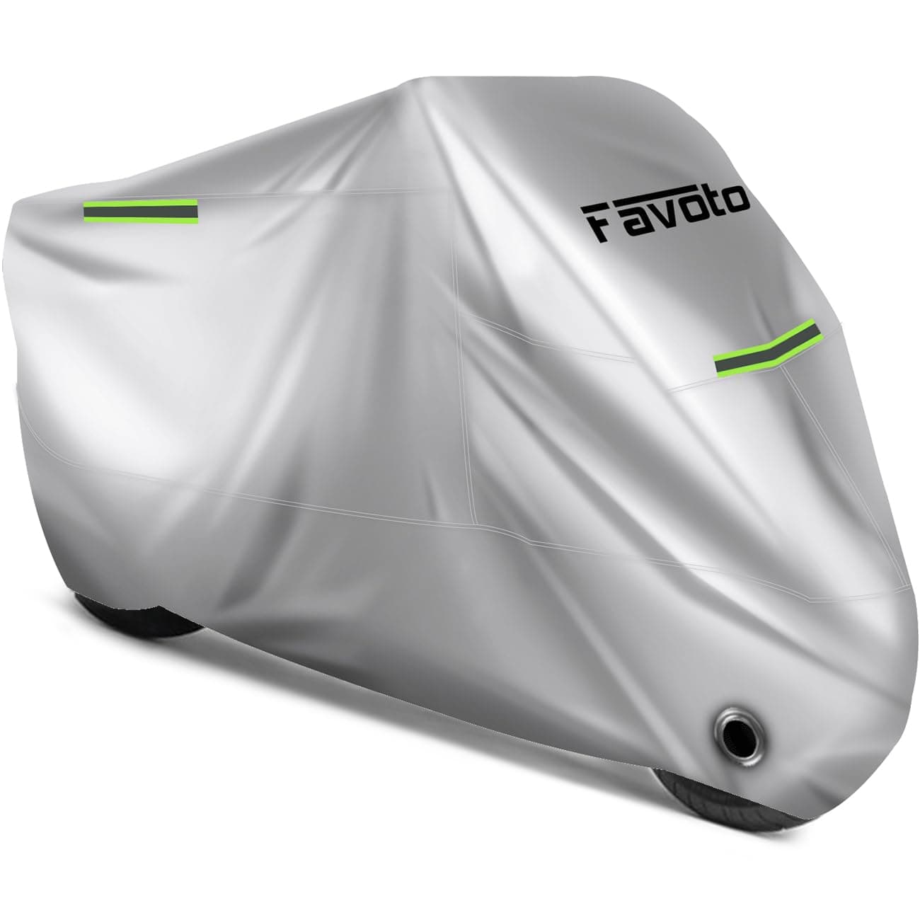 Favoto Motorcycle Cover Universal Heavy Duty Oxford Fabric with LockHole 3 Night Reflectors Windproof Buckles Carrying Bag Waterproof Rain Dust Sun Outdoor Protection Silver 965 inch