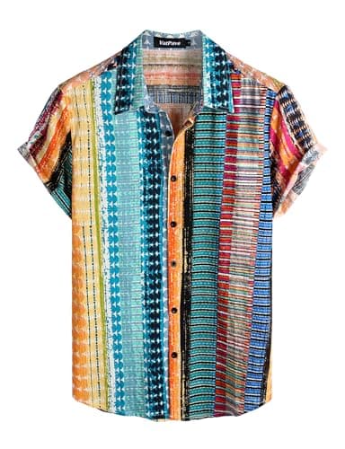 VATPAVE Mens Casual Hawaiian Floral Shirts Short Sleeve Button Down Tropical Shirts Beach Summer Shirts XX-Large Multicolor