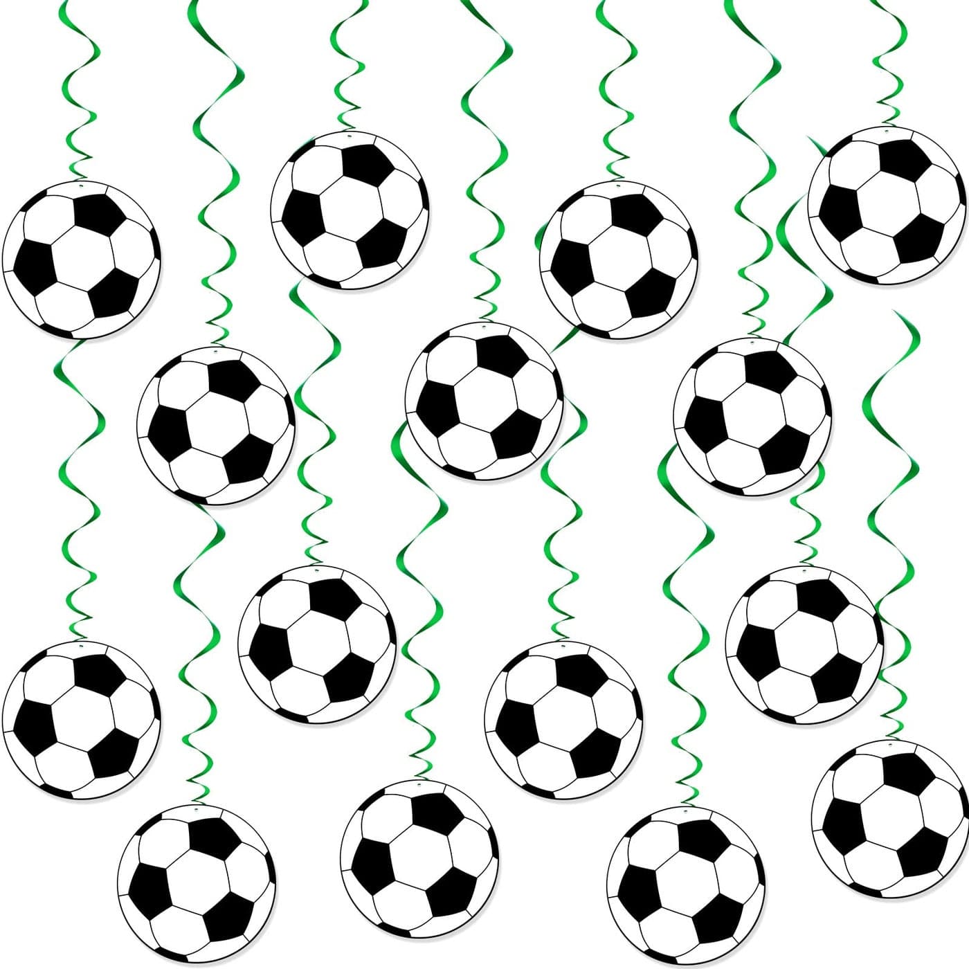 Lewtemi 30 Pcs Soccer Ball Hanging Swirls Soccer Party Decorations Supplies Football Garland for Boys Kids Fans Birthday Baby Shower Sports Themed Party Clubs Decorations One Sided Printing