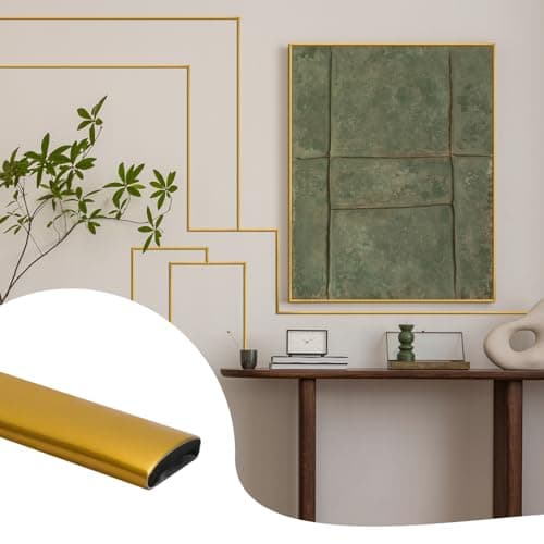JSIWOTH 52.5 Ft Peel and Stick Wall Molding Trim, Matte Gold Self Adhesive Flexible Trim for Wall, Edges, Borders, Window Frames, Backsplash Tiles, Baseboard & More (W:0.4", T:0.1")