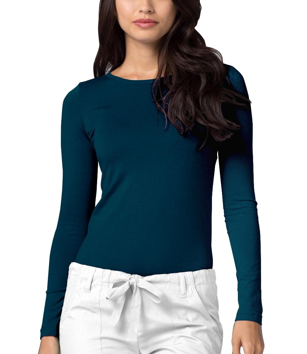 Adar Uniforms Underscrubs for Women - Long Sleeve Underscrub Comfort Tee 2900 Caribbean Blue L