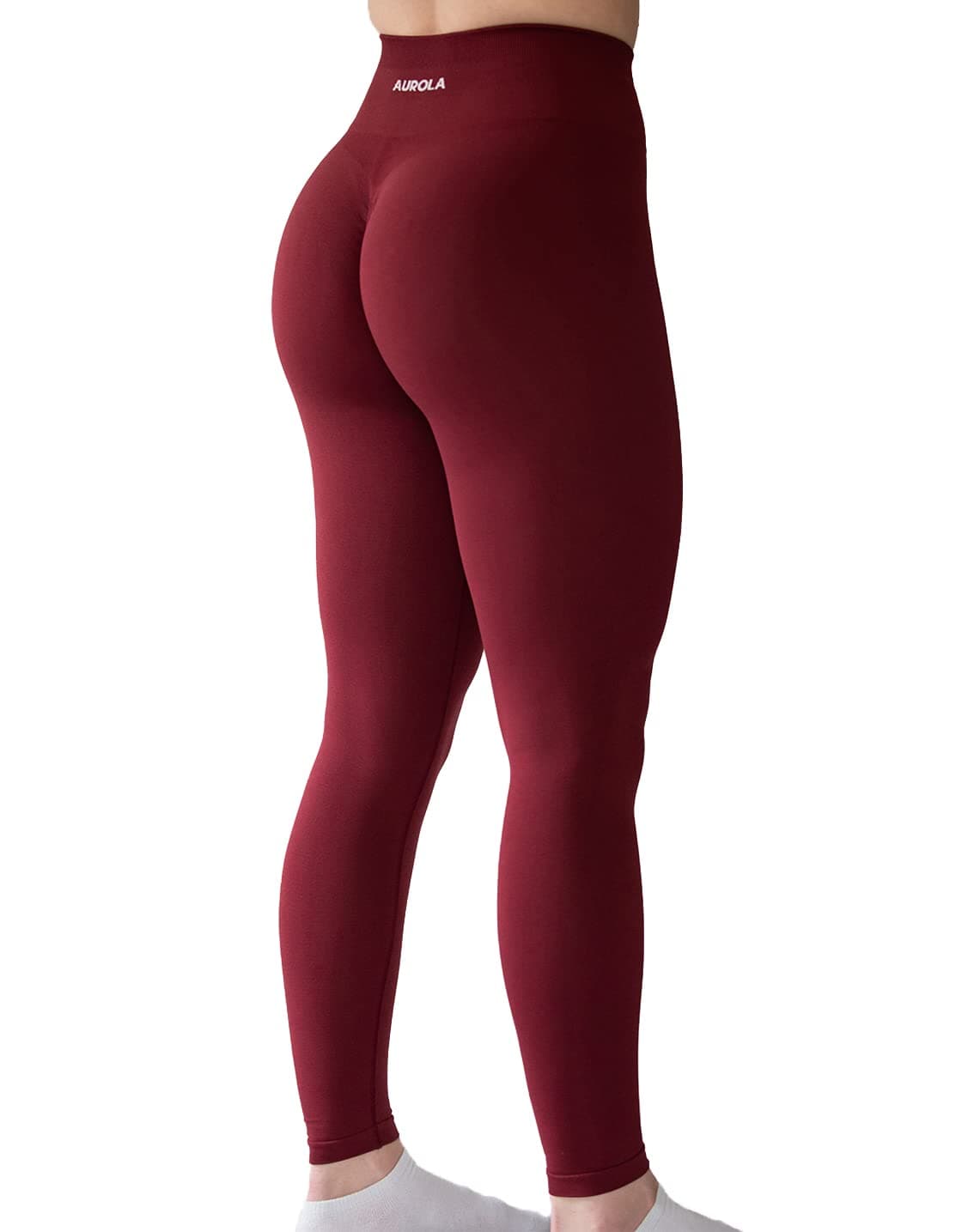 AUROLA Seamless Scrunch Tights Tummy Control Gym Fitness Yoga Pants Girl Sport Active Workout Leggings for Women M Sun Dried Tomato
