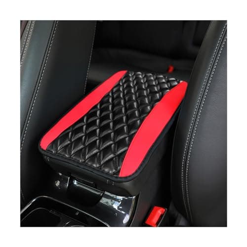 Osilly Car Center Console Pad Universal Waterproof Armrest Seat Box Cover 126 x 75 PU Leather Auto Armrest Protector Car Interior Accessories Decor for Most Vehicles Truck SUV Red