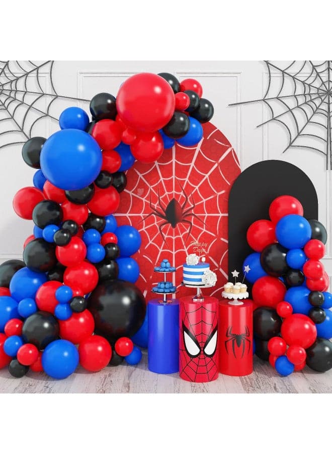 Red Blue Black Balloon Arch Garland Kit, 101 Pcs Matte Red Black and Royal Blue Latex Balloon Garland Kit for Super Spider Hero Party Boys Kids Birthday Baby Shower Graduation Party Decorations