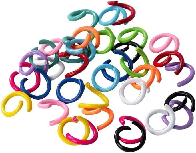 Colored Metal Open Jump Rings 8 mm 300 Pcs for Bracelet Charms Jewelry Connectors Craft Keychains