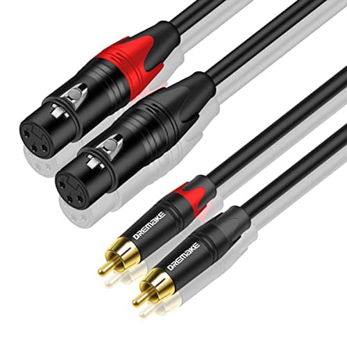 DREMAKE RCA to XLR Audio Cable 1.6 Feet, Dual RCA Male Plug to Dual XLR Female Microphone Interconnect, HiFi Stereo Connection Patch Cord