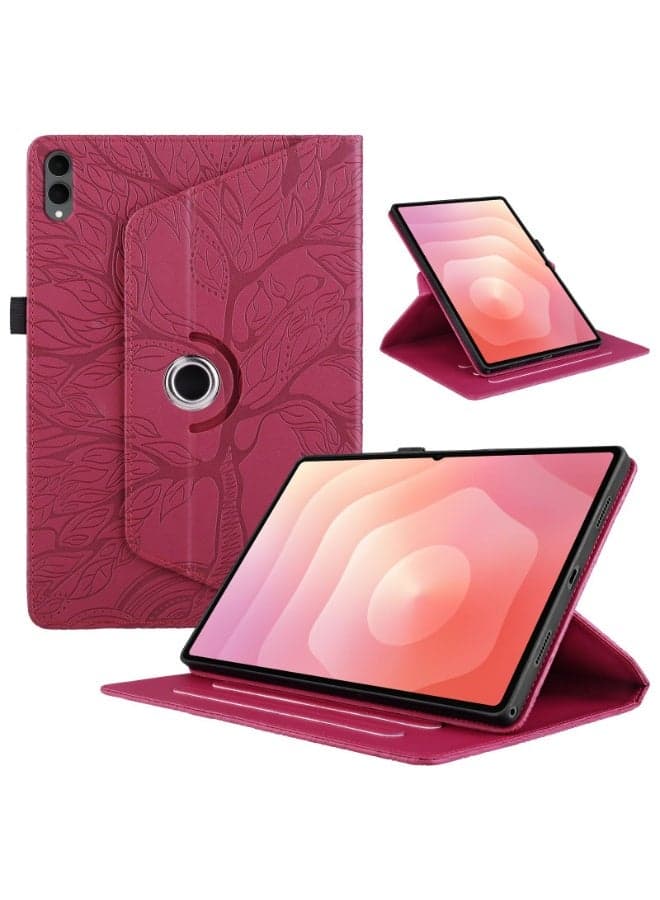 Case for Samsung Galaxy Tab S11 Ultra 2025 14.6 inch, PU Leather Cover with Pencil Holder 360 Degree Swiveling Stand KickStand Protective Cover Leaf Vein