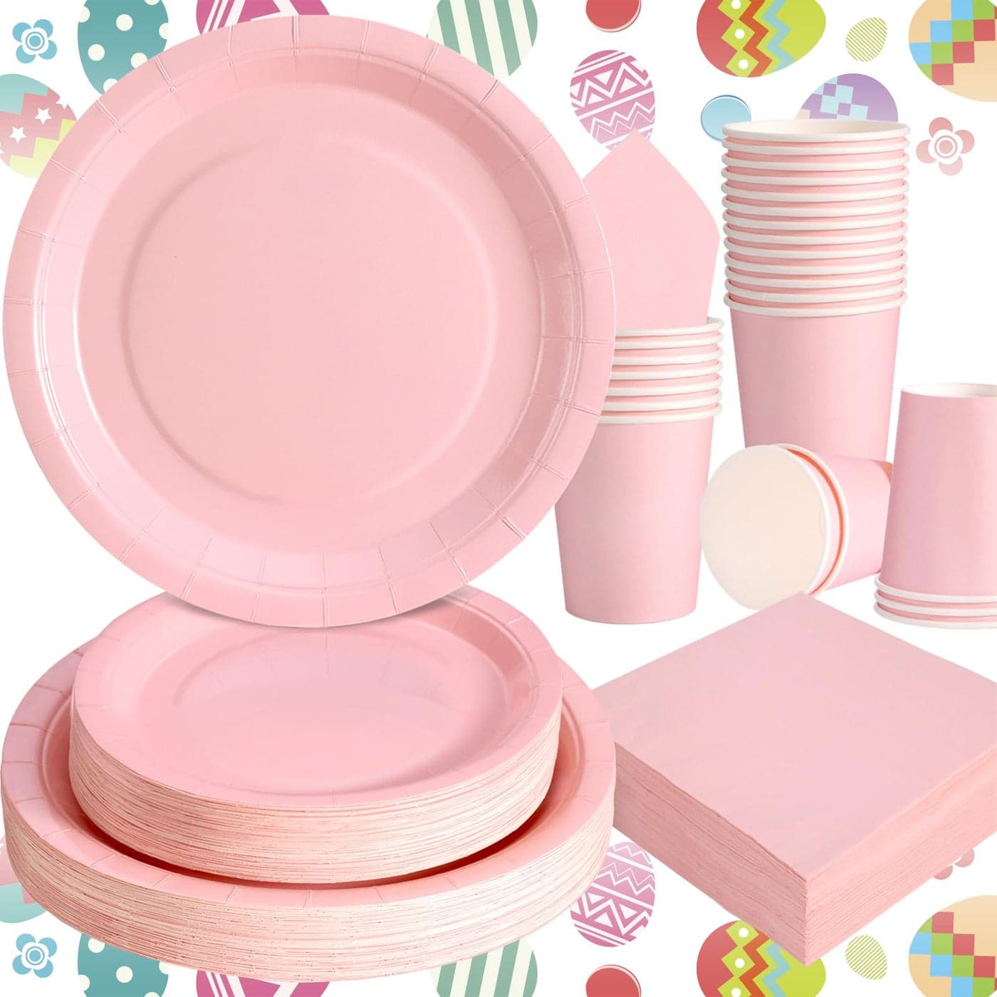 Gudvilla 200 Pcs Baby Pink Plates and Napkins Party Supplies Girl Baby Shower Plates and Cups and Napkins Sets Serves 50 Light Pink Party Decorations Bow Birthday Decorations