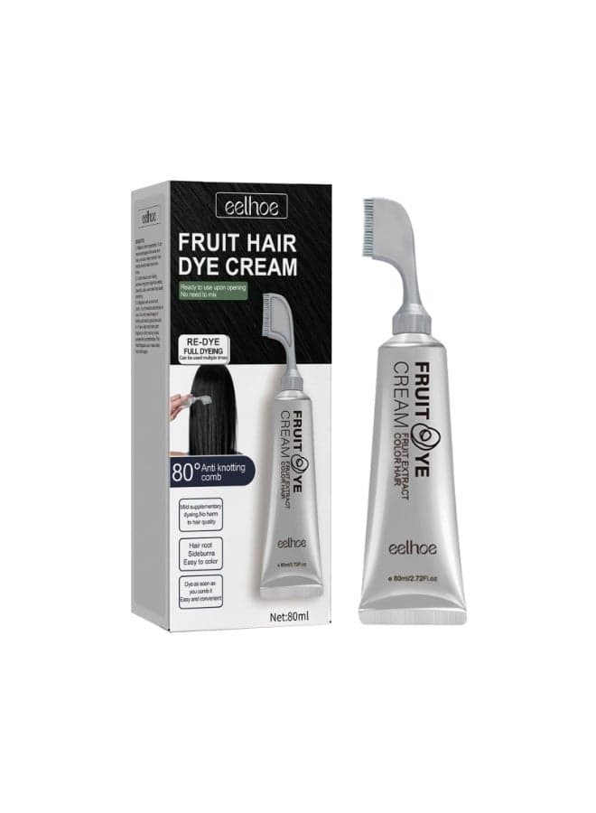 EELHOE Fruit & Plant Hair Dye Cream, Mild Natural Long Lasting Hair Color Cream, Gentle Non-Irritating Scalp-Friendly Hair Darkening Dye for Women Daily Home Hair Coloring(black)