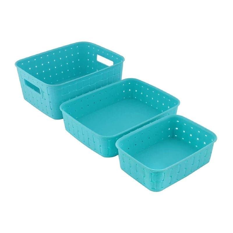 Multipurpose Plastic Basket Smart Shelf 3 PCS Set Storage Basket for Fruits Vegetables Magazines Cosmetics
