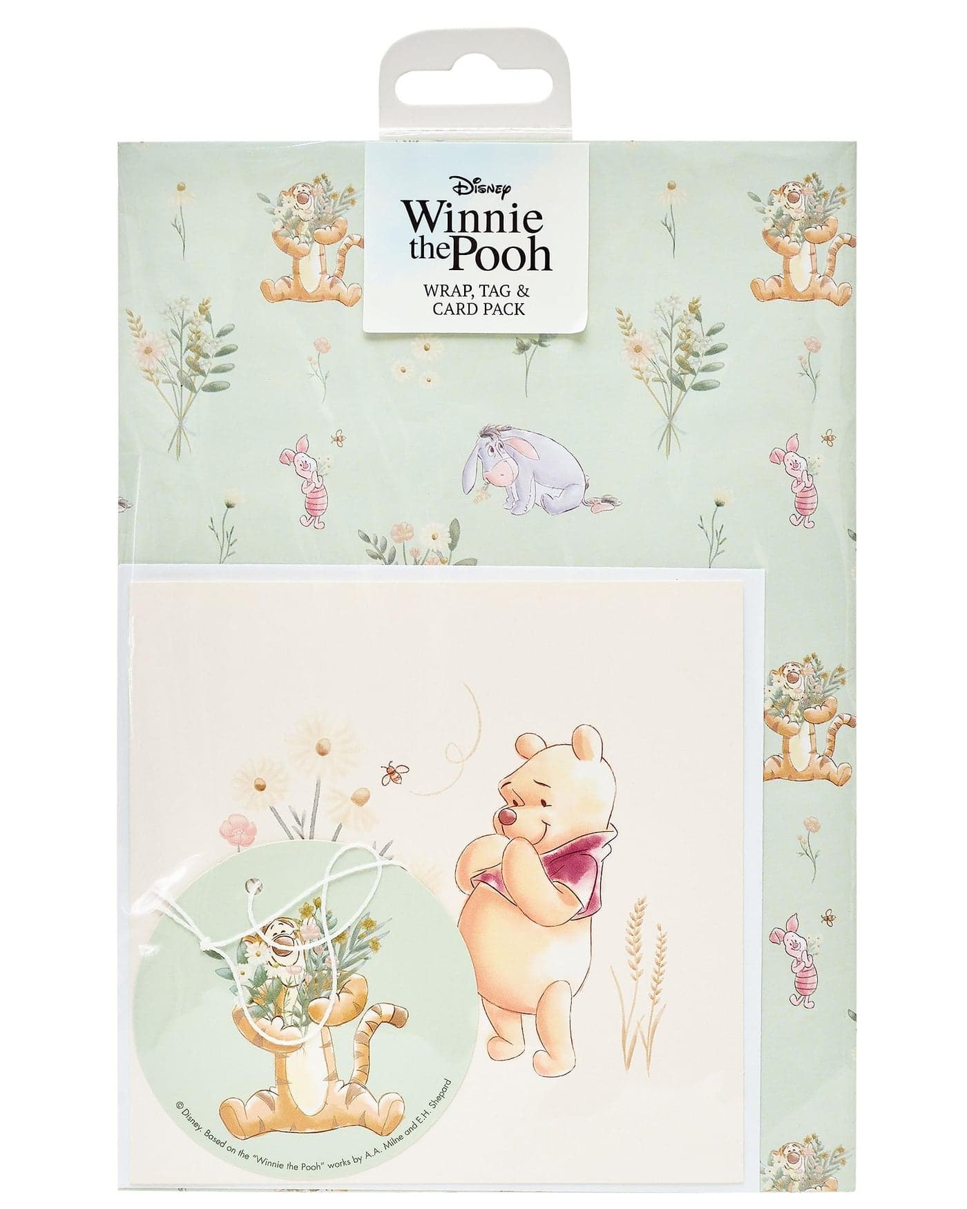 UK Greetings Disney Wrap Card and Tag Pack Winnie the Pooh Packaged Wrap Winnie the Pooh Greeting Card Disney Gifting Bundle Winnie the Pooh Gifting Bundle Multi 68896701