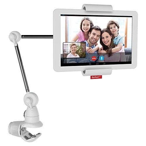 Barkan 7-12 inch Fixed Tablet Wall Mount 3 lbs White Firm Tablet Clamp 360 Degree Rotation Very Low Profile