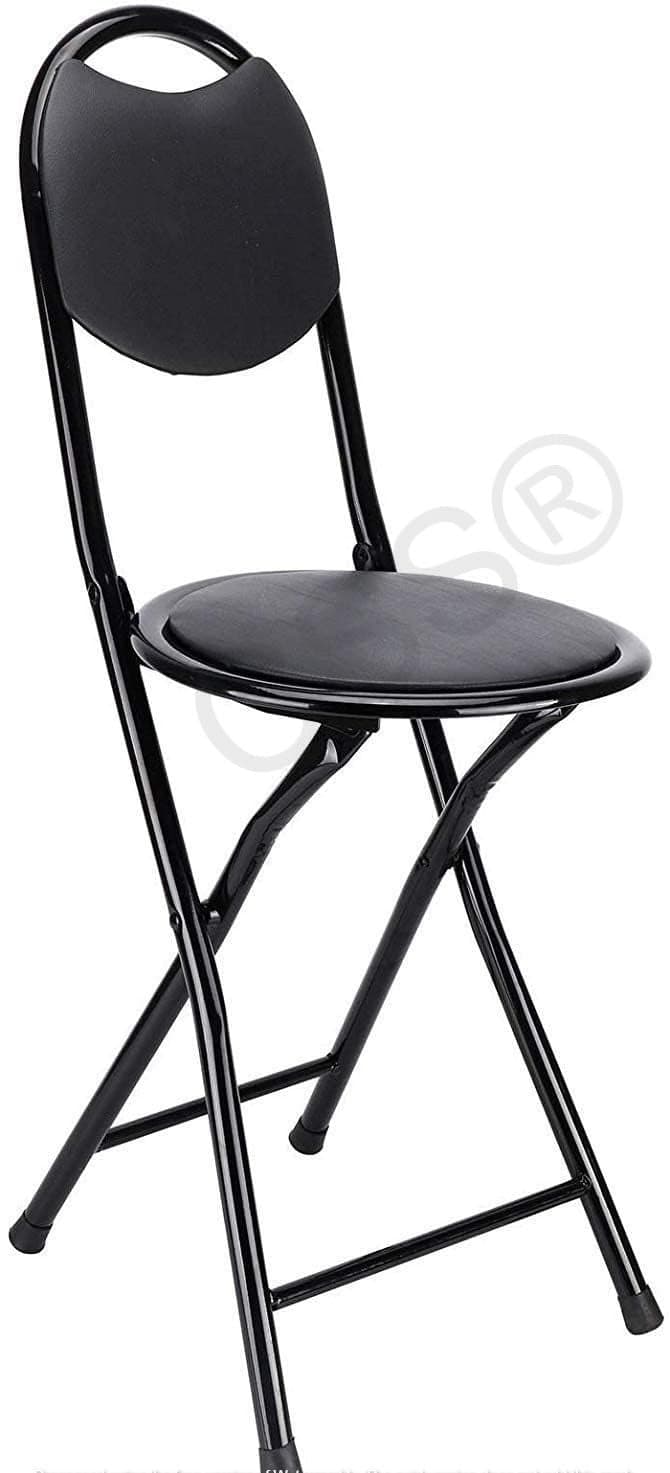 Meble Home 18 Inch Folding Stool Heavy Duty Chair for Home Study NAMAZMasjid Black 1 pc