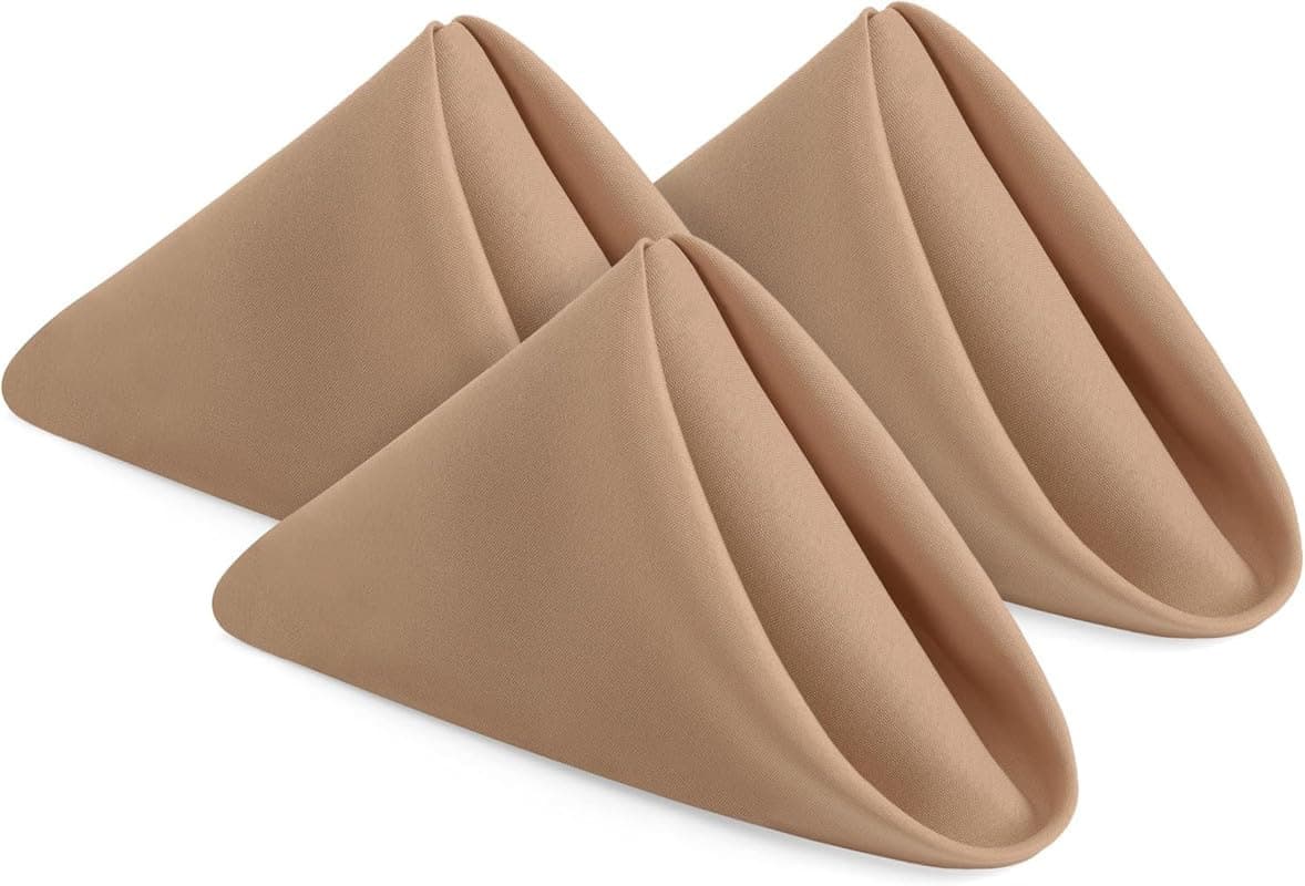 Pack of 12 Napkin Beige Cloth Napkins 15x25 Inches 100 Cotton Dinner Napkins with Hemmed Edges Washable Napkins Ideal for Parties Weddings and Dinners