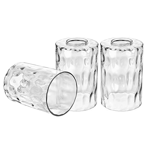 Canomo 3 Packs Hammered Glass Light Shade Cylinder Water Ripple Glass Lamp Shade Replacement 6 Inch Height Fit 2-1/4 Fitter for Wall Lamps Chandeliers or Ceiling Lamps