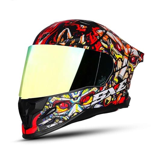 Steelbird SBH-61 SXE X1 ISI and Dot Certified Full Face Helmet for Men with Inner Silver Sunshield