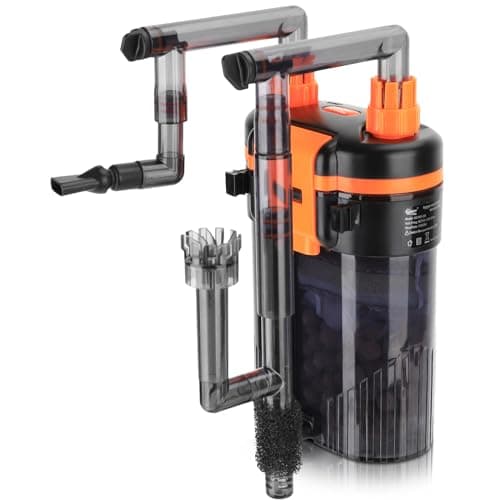 hygger External HangOnBack Canister Aquarium FilterQuiet Fish Tank Filter with 3Stage FiltrationAntiDry Burn MotorAdjustable FlowOil SkimmerDuckbill NozzleShower Spray Bar 6W1020 gal