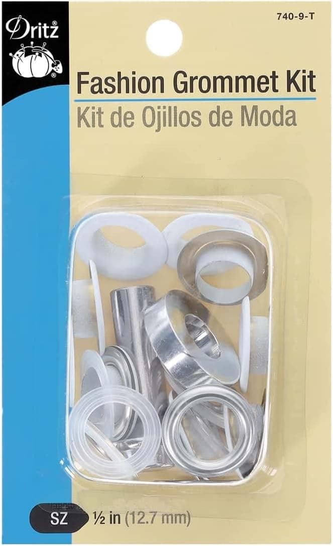 Dritz 7409T Fashion Grommet Kit with Tools White 12Inch 8Sets