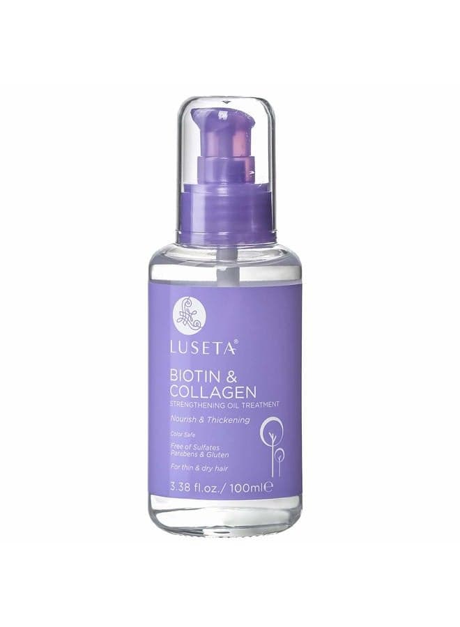 Biotin Hair Growth Serum with Collagen, Hair Oil for Thin and Damage Hair Growth Oil, Biotin growth serum for Frizzy & Damaged hair, Thickening and Healthier Scalp for Men & Women 3.38 Fl Oz
