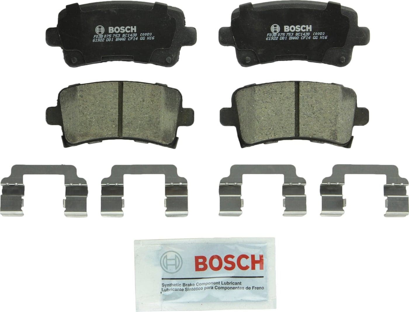 BOSCH BC1430 QuietCast Premium Ceramic Disc Brake Pad Set - Compatible with Select Buick Allure, LaCrosse, Regal; Cadillac XTS; Chevrolet Impala, Malibu; Saab 9-5; FRONT