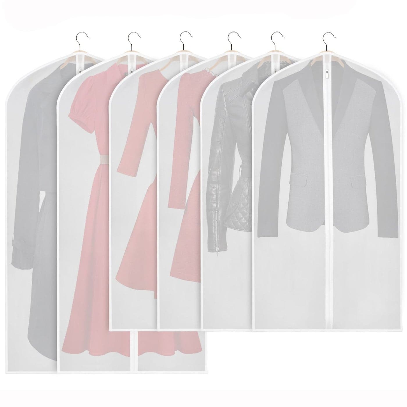 Zilink Hanging Garment Bag Lightweight Suit Bags DustProof Set of 6 with Study Full Zipper for Closet Storage and Travel Upgraded Version