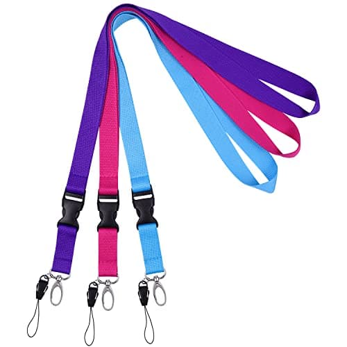 Wisdompro Office Lanyard, 3 Pack 23 inch Quick Release Neck Strap Lanyard with Detachable Buckle, String Loop for Keys, ID Badges, Card Holder, USB Flash Drives, Phones - Purple, Hot Pink, Light Blue