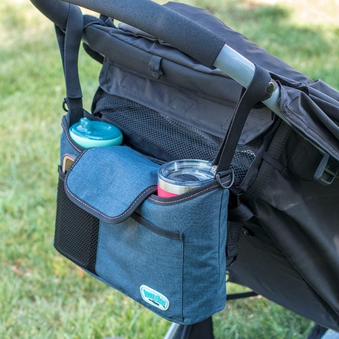 Toddleroo by North States Baby Stroller Organizer Universal Stroller Caddy with Cup Holder Adjustable Storage Attachment for Strollers Navy