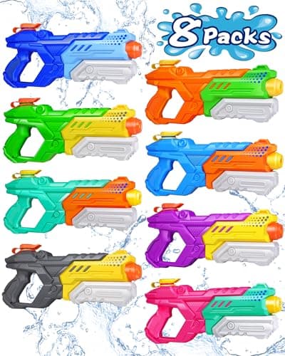 Quanquer 8 Pack 600cc Water Guns for Kids Adults Large Capacity Pump Action Super Squirt Blasters Soaker with Long Range up to 32 FT Summer Outdoor Pool Beach Water Toys for Boys Girls