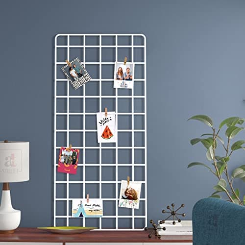Art Street DIY Metal Photo Grid Wall for Hanging, Photo Collage, Wall Decoration with Clips (White, 2 ft x 1 ft)