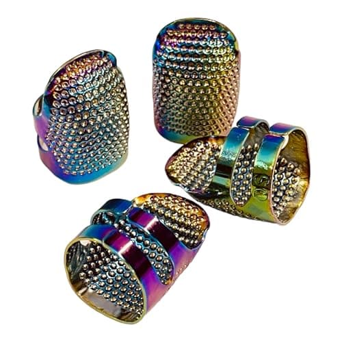 Moira Pack of 4 Adjustable Brass Finger Protector Thimble for Sewing Embroidery Needlework (Steel)