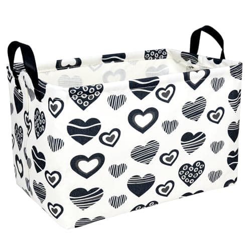 ASKETAM Valentines Day Basket Gift for Empty Cute Heart Large Storage Bin for Kid and Baby Room Dcor Black Creative Love