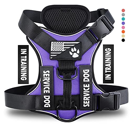 Demigreat Service Dog Harness, Reflective Dog Vest Harness with 5 PCS Patches, Adjustable Soft Oxford Pet Harness, Inner Layer Mesh, Easy to Control for Dogs