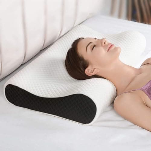 CUSHIO Cervical Memory Foam Pillow (Pack of 1) Contour Memory Foam Orthopedic Pillow for Neck & Shoulder Pain Relief with Dual Height - Removable Zipper Cover (Standard Size 20"x12")