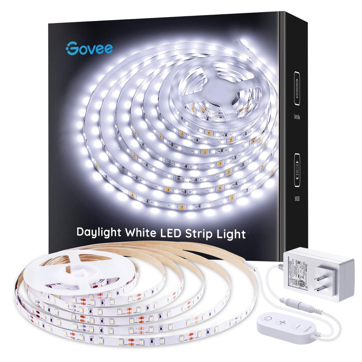 Govee White LED Strip Lights Upgraded 164ft Dimmable LED Light Strip 6500K Bright Daylight White Strong Adhesive 300 LEDs Flexible Tape Lights for Mirror Kitchen Cabinet Bedroom Christmas Decor