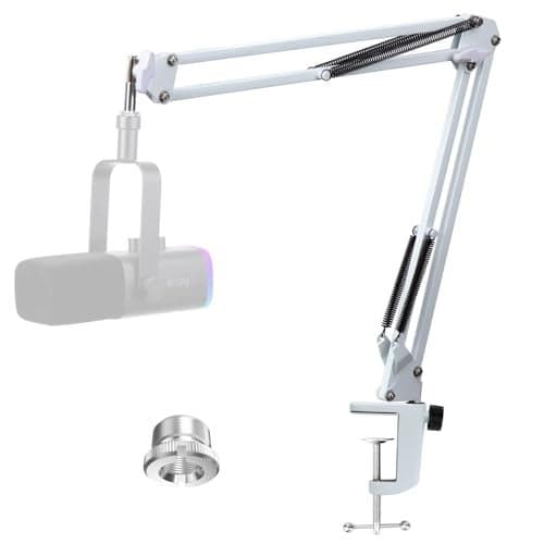 White Boom Arm for Fifine AM8 - White Mic Arm Compatible with Fifine AM8 Microphone, Professional Adjustable Scissor White Microphone Boom Arm Stand by YOUSHARES