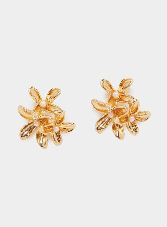 Gold Floral Stud Earrings