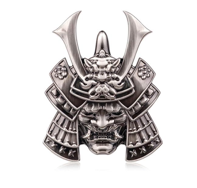 Kaolituis Metal Car Sticker Japanese Style Hannya Decal Demon with Helmet Emblem Devil Death Skull Zinc Alloy Skull Cool Badge for Automotive Truck Motorcycle Helmet WarriorGun Black