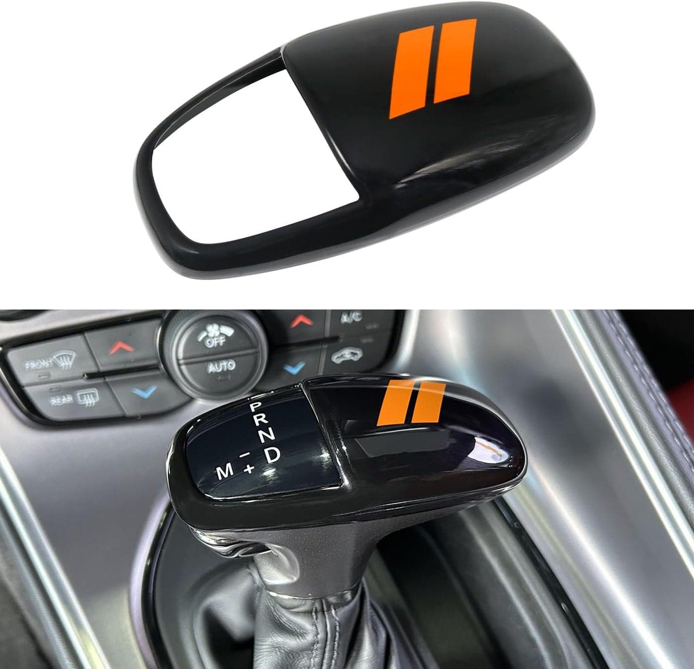 REMOCH Gear Shift Knob Head Cover for Dodge Charger, Challenger, and Durango (2015-2024) - Orange Trim