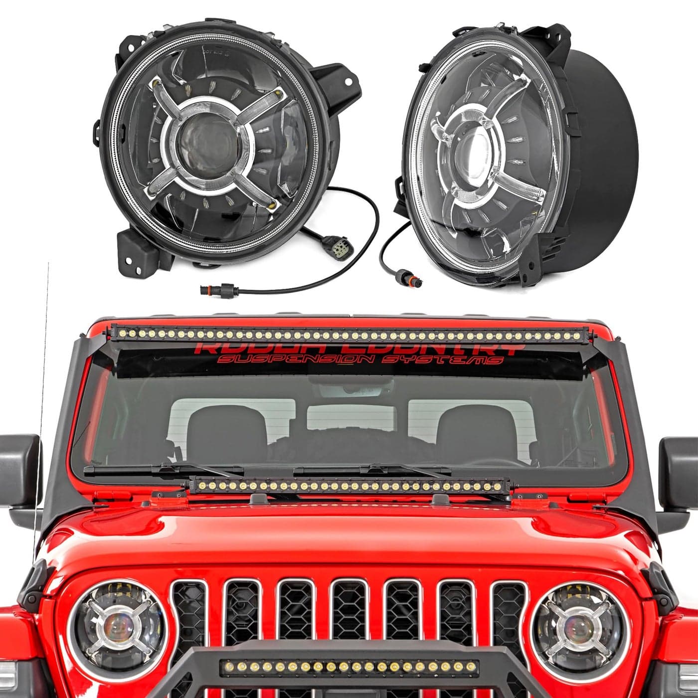 Rough Country LED Headlights 9 Round for 1824 Jeep JLJLUGladiator RCH5100