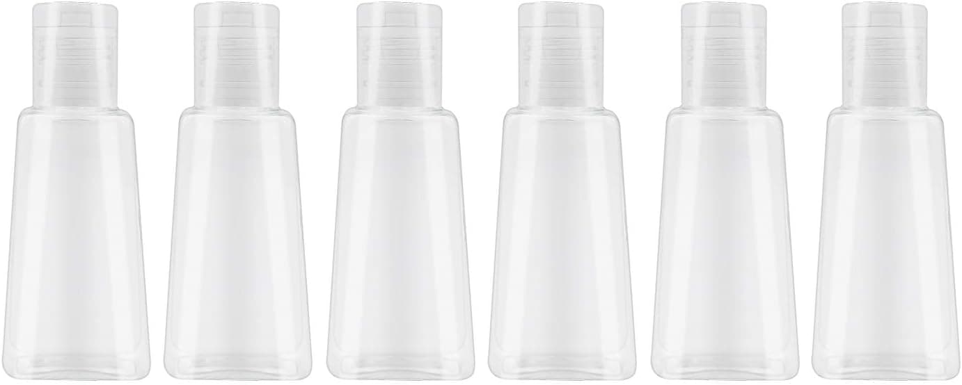 INNOLIFE 6 Pack 1oz Flip Cap Squeeze Bottles Plastic Refillable Empty Travel BPA Free Container for Skin Cleanser