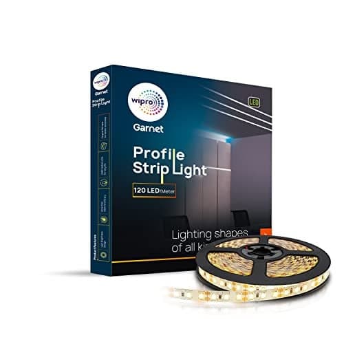 wipro Plastic Garnet 50W LED Profile Strip for Home Decoration|Warm White,2700K|120 LEDs/Mtr|5 Mtr LED Profile Strip Light for Ceiling,Wall Decoration|Pack of 1(Driver Required Separately),5 Meters