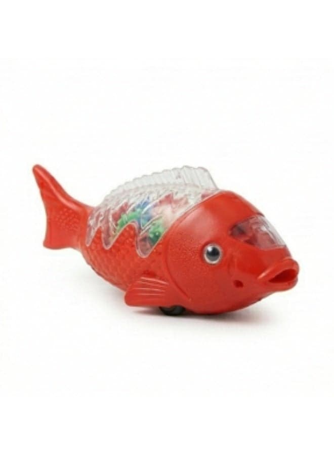 Baby Fish Rolling Toy with Lights – Colorful Moving Fish Toy on Wheels for Toddlers, Small Size, Light-Up Fun