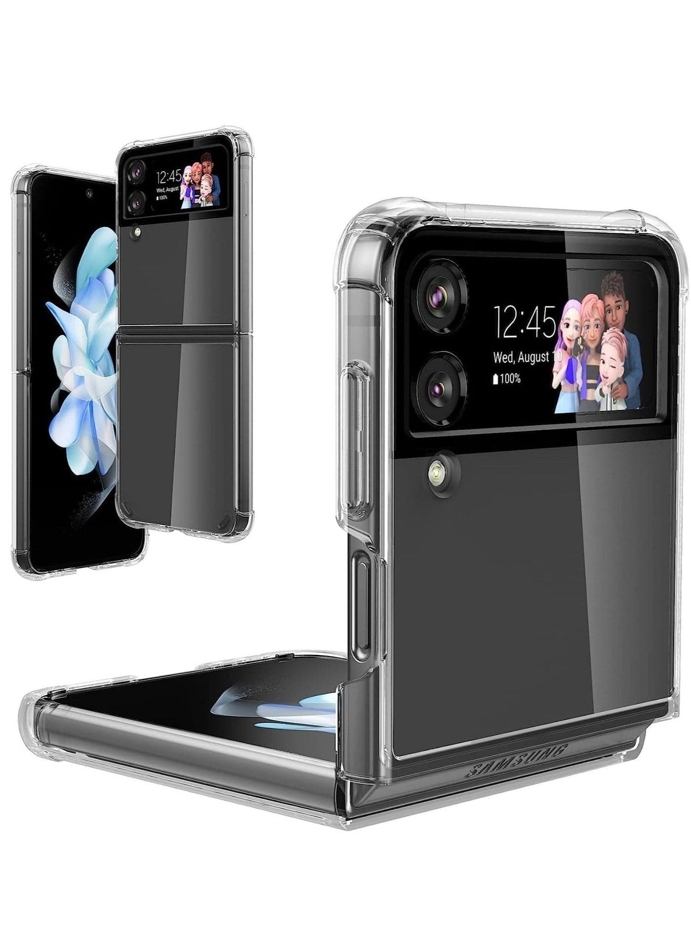Case for Samsung Galaxy Z Flip 4 Clear Case, Hard PC Back & Soft TPU Bumper Transparent Protective Cover Shockproof Scratch Resistant Case for Samsung Galaxy Z Flip 4 5G